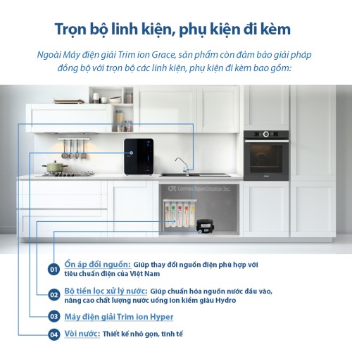 Máy điện giải ion kiềm giàu Hydro Trim ion Grace (trọn bộ)